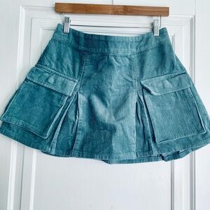 Teal Corduroy Mini Skirt